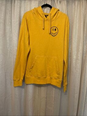 Men's Yellow Crewneck Hoodie with Chest Emblem